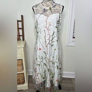 Brand New - IBTOM CASTLE Sleeveless Mesh Floral Embroidery Flare A-Line …